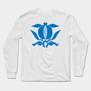 Blue heraldic pomegranate Long Sleeve T-Shirt